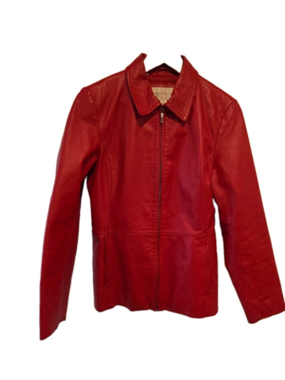 Vintage Worthington Leather Jacket Red Blazer Coat M Full Zip Moto